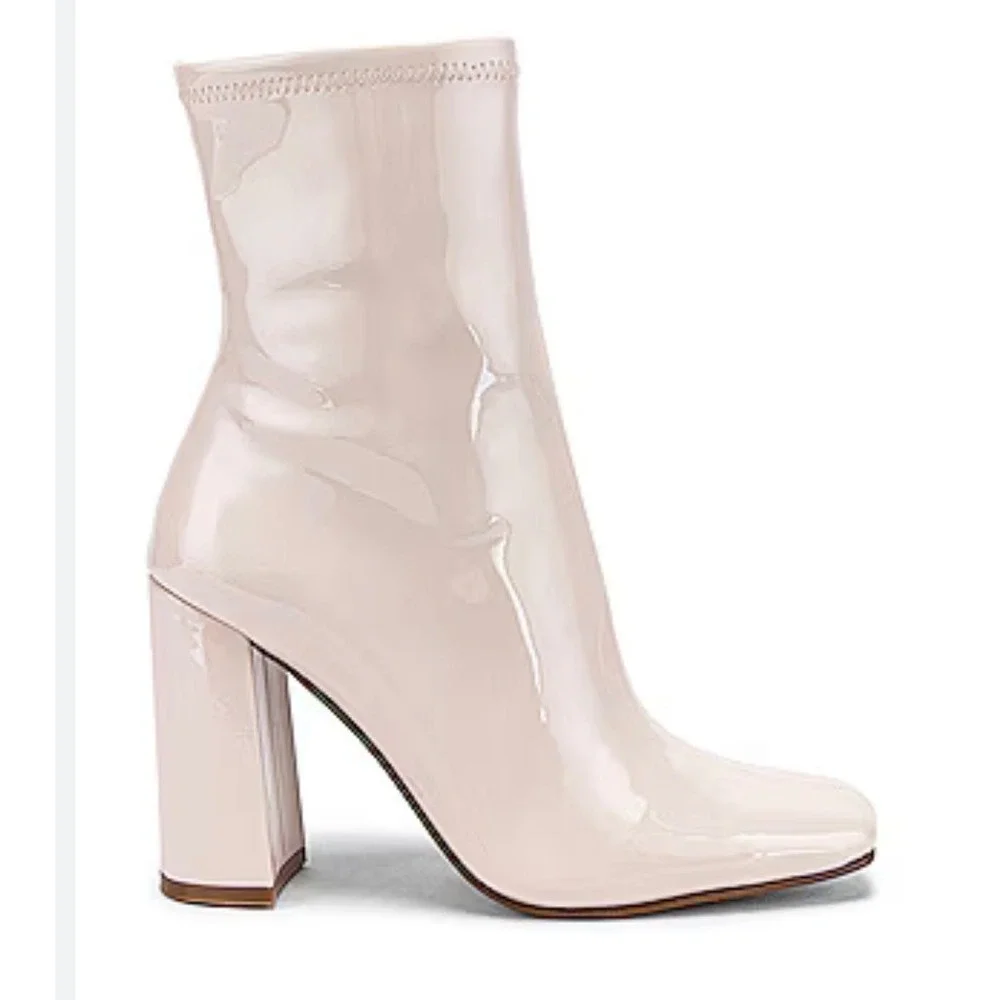 Steve Madden Fulton Bone Patent Leather Square Toe Mid-Calf Boots Bootie 9M $110